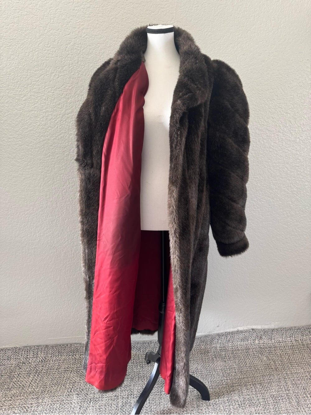 Vintage USA Made Brown Faux Fur Coat XL Long Modacrylic Mobwife - Picture 7 of 13